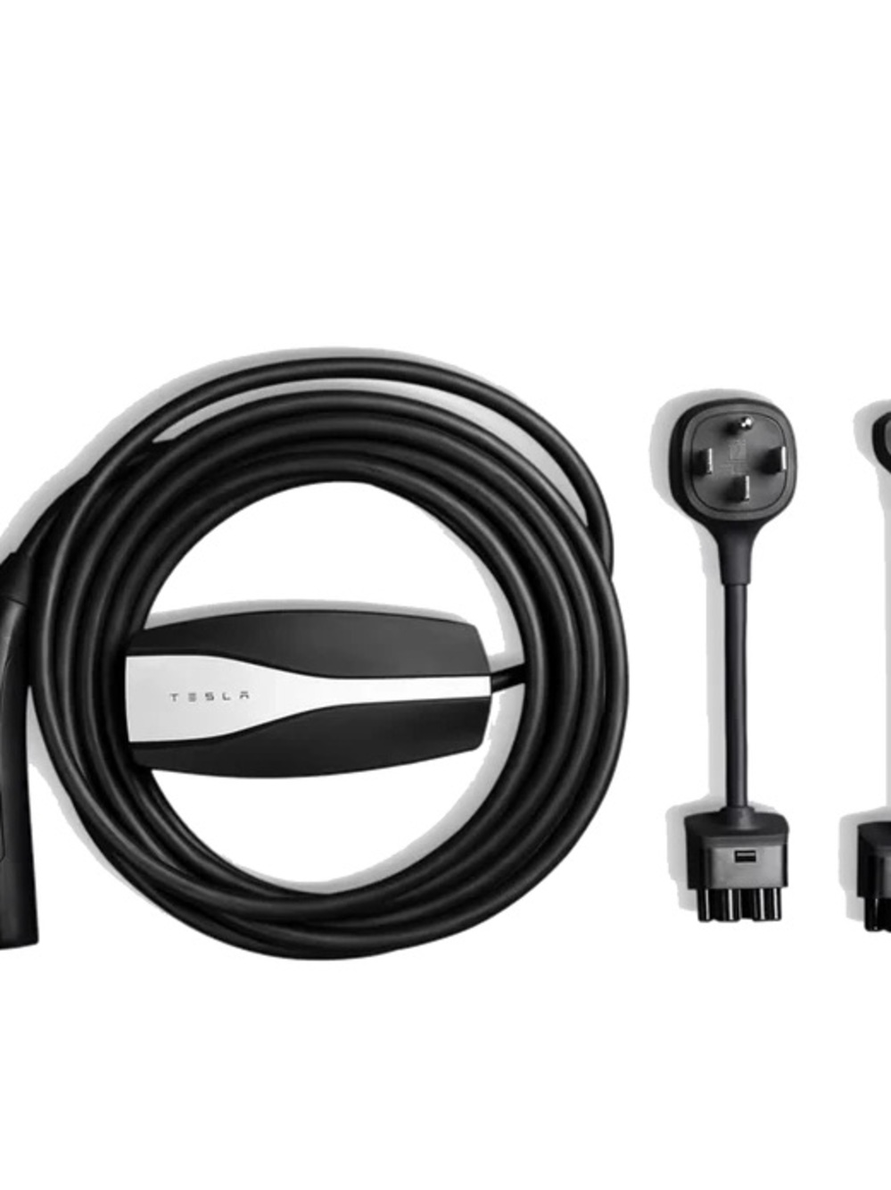 Tesla Black and Silver EV Charging Cable with adapter